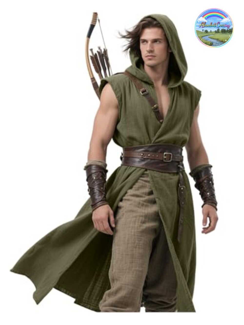 Medieval Hooded Surcoat Renaissance Tabard Tunic Sleeveless Cosplay Costume